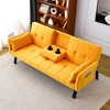 TIRAMISUBEST 70 Inch Convertible Sofa Bed Sleeper Couch Foldable Cup Holder Side Storage Guest Ready Small Space, Yellow - 4 of 4