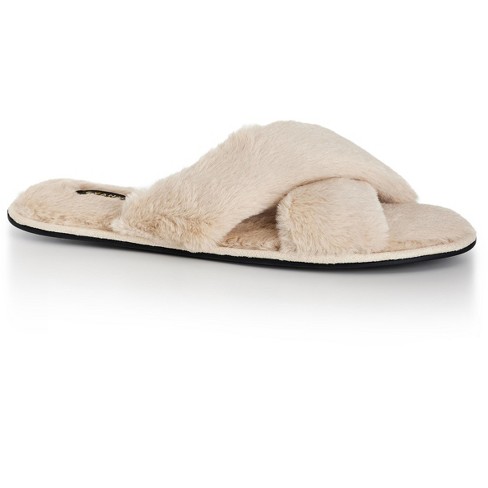 Women's Plus Size Wide Fit Jojo Cross Slipper - Cream | Evans : Target
