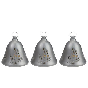Northlight Lighted Musical Bells Christmas Decorations - 6.5" - Silver - Warm White - Set of 3 - 1 of 4