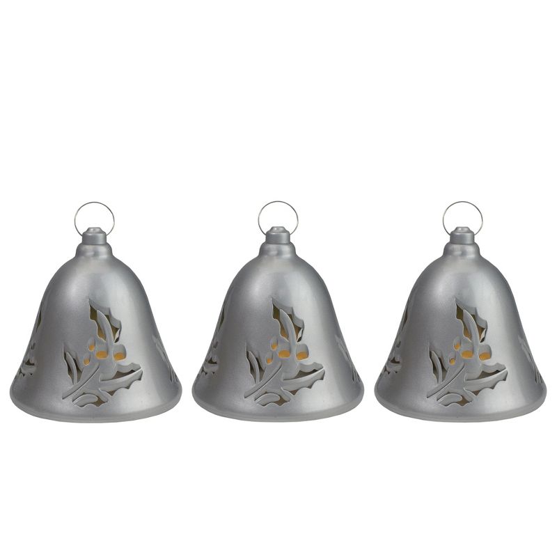 Northlight Set of 3 Musical Lighted Silver Bells Christmas Decorations, 6.5", 1 of 6