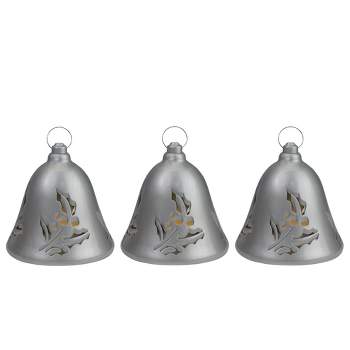 Northlight Set of 3 Musical Lighted Silver Bells Christmas Decorations, 6.5"