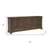 HomeRoots 106" Brown Distressed Solid Wood Carved Floral Three Drawer Sideboard with Four Doors - 3 of 4