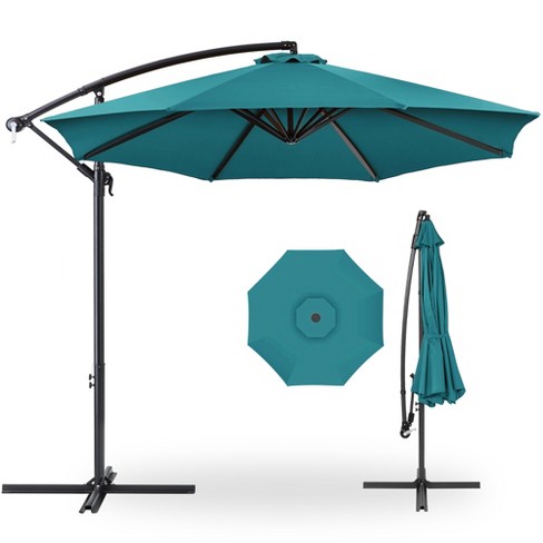 Best Choice Products 10ft Offset Hanging Outdoor Market Patio Umbrella w Easy Tilt Adjustment Cerulean