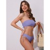 INSPIRE CHIC Women's Bandeau Drawstring Side Tie Ribbed Bikini Sets, Strapless Top Triangle Bottom Swimwear Bathing Suits 1 Set - 4 of 4