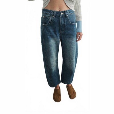 Women's Wo's Relaxed Fit Cropped Barrel Jeans - Aaron & Amber
