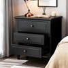 28'' Pine Wood 3-Drawer Nightstand Bedside Cabinet Metal Handles Minimalist Side Table for Bedroom Office - 2 of 4