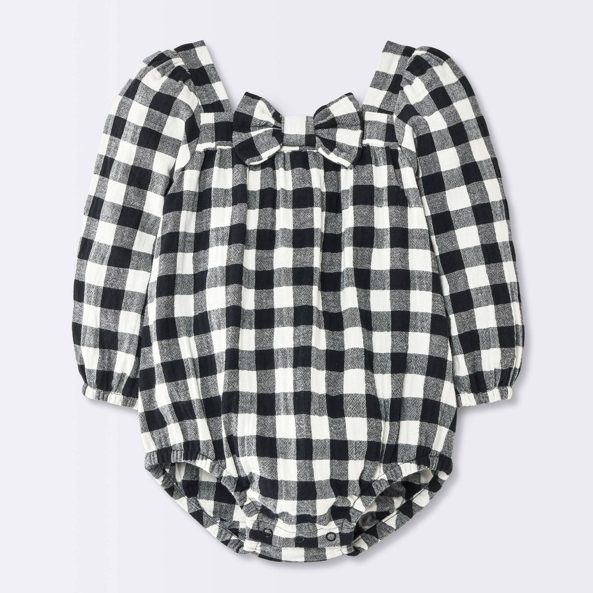 Baby Girls' Gingham Ruffle Bubble Romper - Cloud Island™ Black