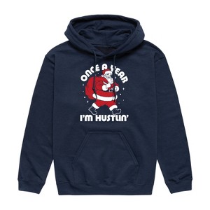 Men's - Instant Message - Once A Year Hustlin Santa Christmas Graphic Fleece Pullover Hoodie - 1 of 4