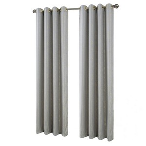 RT Designers Collection Soho Foil Jacquard Polyester Window Curtain Grommet Panel 52" x 90" Silver - 1 of 4