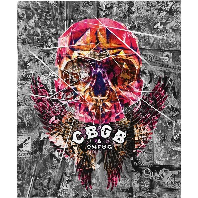 CBGB Blanket OMFUG Skull Graffiti Punk Rock Music Club  Fleece Throw Blanket