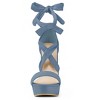 Allegra K Women's Open Toe Soft Insole Lace Up Platform Block Heel Sandals - 2 of 4