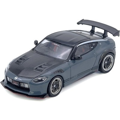 Nissan Fairlady Z "Top Secret" (RZ34) RHD Stealth Gray with Carbon Hood and Black Top 1/64 Diecast Model Car by Inno Models