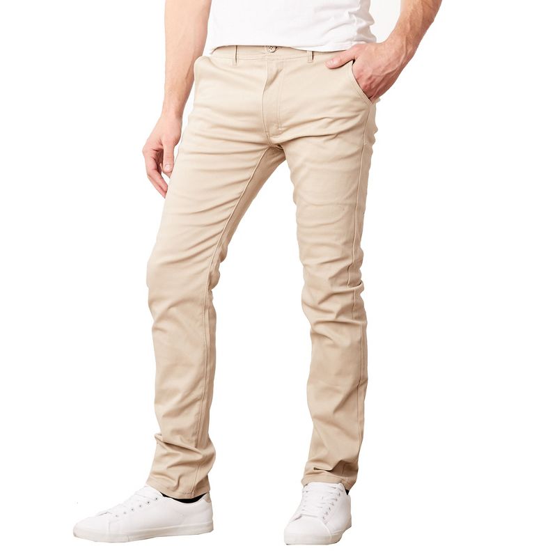 Galaxy By Harvic Men's Cotton Chino  Slim Fit Casual Stretch Pants, 1 of 4