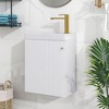Contemporary 16" White Wall-Mounted Bathroom Vanity Combo Cabinet with Ceramic Basin - Ideal - 2 of 4