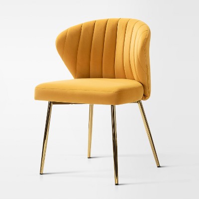 Velvet Accent Side Chair With Tufted Back | Karat Home - Mustard : Target