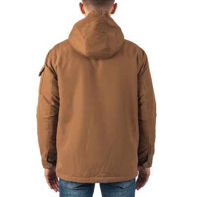 Alpine Swiss Shane Mens Faux Shearling Lined Parka Hooded Winter Coat Cargo Utility Jacket Tan Large — фото 6