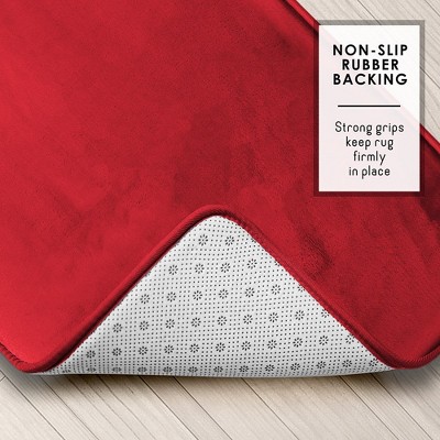 Red Velvet Memory Foam Contour Bath Rug with PVC Backing