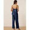 cheibear Women's Satin Cowl Neck Cami Top with Long Pant PJ Loungewear Silky Pajama Set - 4 of 4