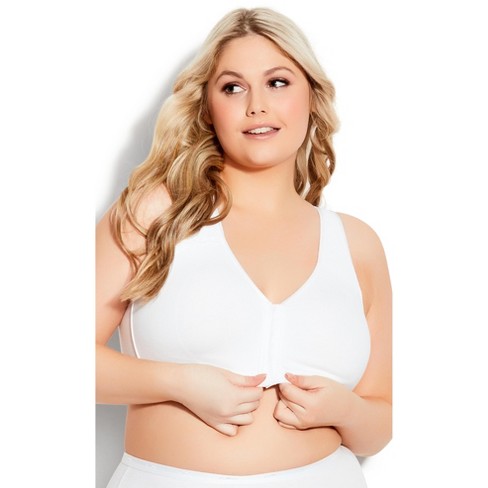 AVENUE BODY | Women's Plus Size Comfort Cotton Wire Free Front Close Bra -  white - 48DD