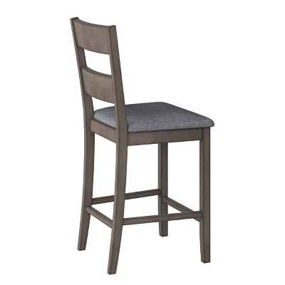 Set of 2 Gray Upholstered Wood Counter Height Side Chairs