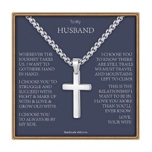 Turandoss Cross Necklace for Men Boys, Gold Silver Black Cross Pendant Necklace, Fathers Day Gifts for Men Boys Husband, Birthday Gifts for Son, 20In - 1 of 4
