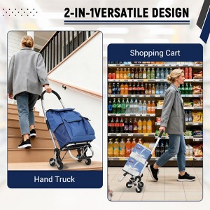 Stair Climber Dolly,3 in 1 Folding Shopping Cart,Stair Climbing Handcart Portable Grocery Cart with 6 Wheels for Shopping Grocery Laundry Climbing - 1 of 4