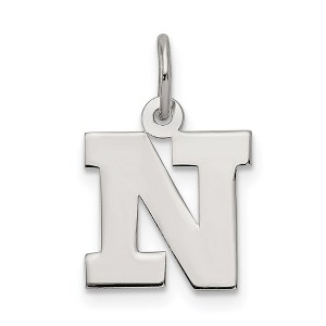 Black Bow Jewelry Sterling Silver, Amanda Collection Small Block Style Initial N Pendant - 1 of 4