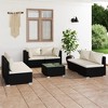 vidaXL 7 Piece Black PE Rattan Garden Lounge Set with Cushions and Tempered Glass Coffee Table for Patio Outdoor and Indoor Seating - 2 of 4