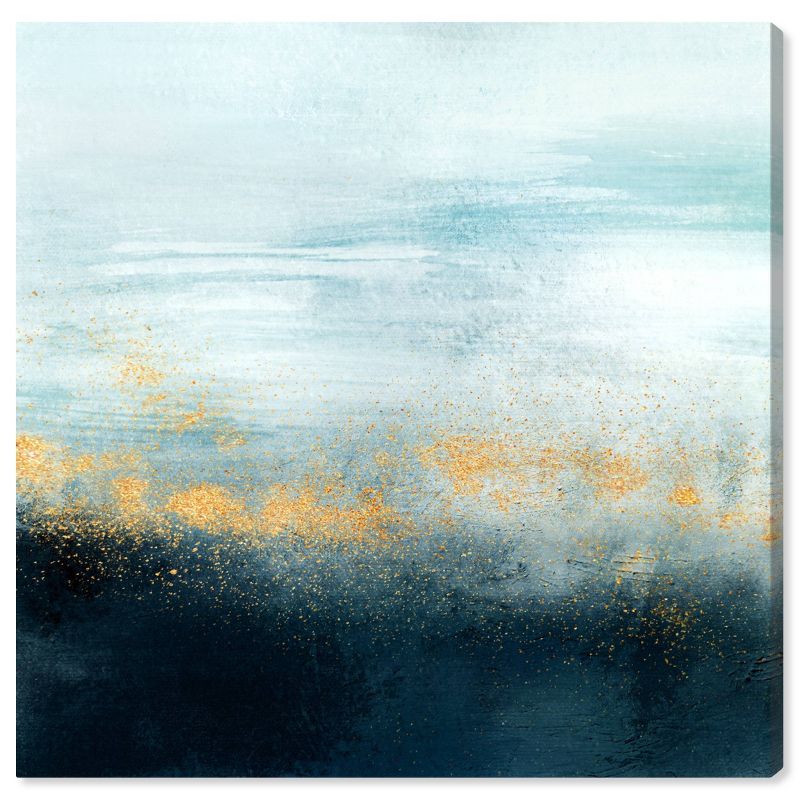 12&#34; x 12&#34; Golden Powder over Mist Abstract Unframed Canvas Wall Art in Blue - Oliver Gal, 1 of 6