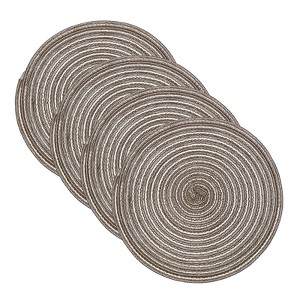 Unique Bargains Woven Braided Washable Decorative Round Placemat 4 Pcs - 1 of 4
