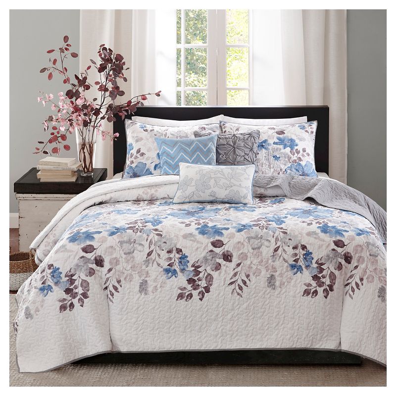 Willow Watercolor Floral Quilted Coverlet Set - 6pc, 3 of 10