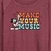 Women's - Disney - Make Your Music Lightweight French Terry Wide Neck Long Sleeve Shirt - 2 of 4
