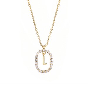 Adornia 14k Gold Plated Floating Letter CZ Frame Necklace - 1 of 2