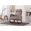 CAVINAS Linen Upholstered Accent Chair with Wood Legs,Modern Rocking Chairs with High Back and Side Pocket for Bedroom,Reading Room - 2 of 4