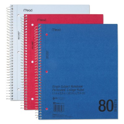 Mead DuraPress Cover Notebook College Rule 11 x 8 1/2 White 80 Sheets 06548