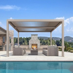 PURPLE LEAF Louvered Pergola Aluminum Outdoor Hardtop Pergola with Adjustable Retractable Louvre Roof for Deck Garden Backyard - 1 of 4