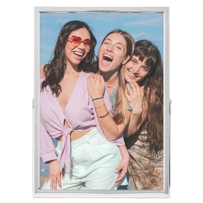 REGALWOVEN Tabletop Polished Metal Glass Vertical Photo Formats Picture Frame 1 Pc