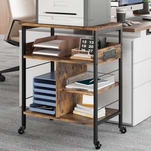 Whizmax Large Printer Stand with Power Outlets & USB Ports, 4-Tier Rolling Cart with Wheels for Desktop CPU, Home Office/Living Room - 1 of 4
