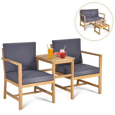 Wood patio chair set hot sale