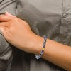 Chisel Stainless Steel Yellow IP-plated 6mm Black Line Agate Beaded 6.25" Stretch Bracelet - 4 of 4