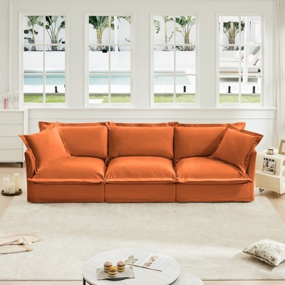 VASIP Modern 3-Seater Slipcovered Sofa Couch with Suppleness Armrests,Deep Seat,Soft Chenille Fabric for Living Room,Apartment,Cream