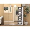 TiramisuBest Narrow White Shoe Cabinet with Mirror, Slim 3-Tier Shoe Organizer Storage Rack for Entryway, Apartment, Home - 4 of 4