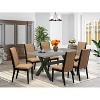 HomeStock 7-Piece Natural Oak Finish Solid Wood Top Dining Table with 6-Chairs - 2 of 4
