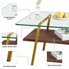 Rectangle Coffee Table, Tempered Glass Tabletop, with Metal Legs, Modern Table for Living Room - 4 of 4