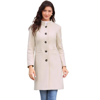 INSPIRE CHIC Women's Winter Single Breasted Stand Collar Mid-Long Commuting Wear Overcoat