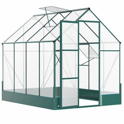 Outsunny Walk-in Plant Polycarbonate Greenhouse with Temperature Controlled Window Hobby Greenhouse for Backyard/Outdoor