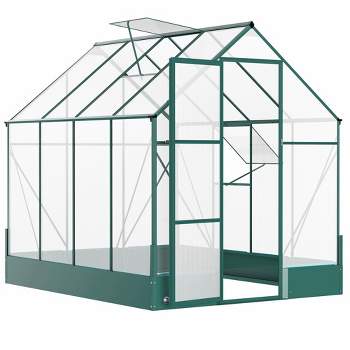 SESSLIFE Greenhouse for Outdoors, 8.3' x 6.2' x 6.3' Aluminum Greenhouse  with Window, Sliding Door, Polycarbonate Greenhouses Garden Supplies for