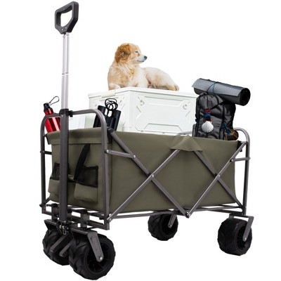 Vynxaria Outdoor Garden Park Utility kids wagon portable beach trolley cart camping foldable with big wheels folding wagon