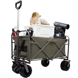Vynxaria Outdoor Garden Park Utility kids wagon portable beach trolley cart camping foldable with big wheels folding wagon - 1 of 4