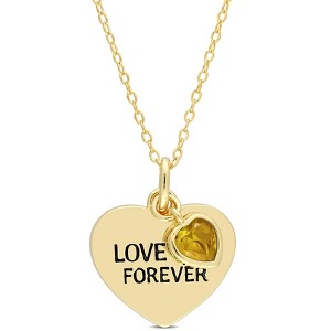 EVERLY JEWELRY | Yellow Plated Sterling Silver 2/5ct TGW Citrine "Love You Forever" Heart Pendant with Chain, 18 inc - 1 of 4